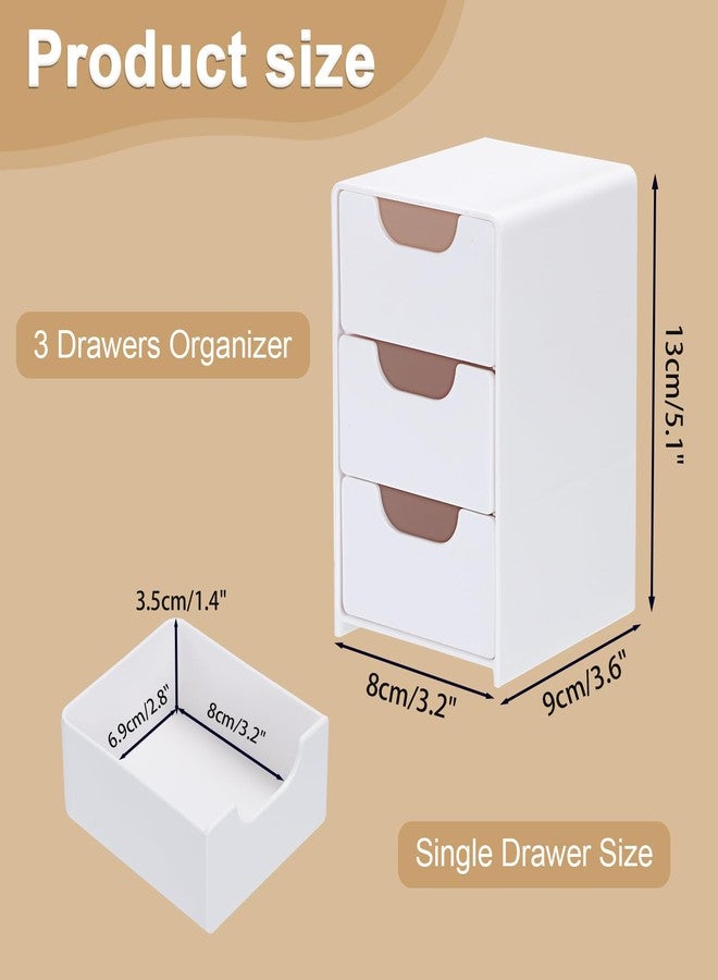 BTSKY 1 Pack Small Acrylic Storage Organizer with Drawers, 3-Layer White Desktop Organizer for Office Supplies Mini Storage Box with Drawers for Desk, Desktop Makeup Drawer Jewelry Storage Box - Image 2